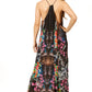 Sakkas Sofia Women's Spaghetti Strap V-neck Floral Print Summer Casual Maxi Dress