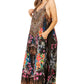 Sakkas Sofia Women's Spaghetti Strap V-neck Floral Print Summer Casual Maxi Dress