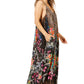 Sakkas Sofia Women's Spaghetti Strap V-neck Floral Print Summer Casual Maxi Dress