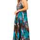 Sakkas Sofia Women's Spaghetti Strap V-neck Floral Print Summer Casual Maxi Dress