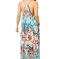 Sakkas Sofia Women's Spaghetti Strap V-neck Floral Print Summer Casual Maxi Dress