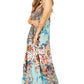 Sakkas Sofia Women's Spaghetti Strap V-neck Floral Print Summer Casual Maxi Dress