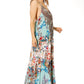 Sakkas Sofia Women's Spaghetti Strap V-neck Floral Print Summer Casual Maxi Dress
