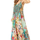 Sakkas Sofia Women's Spaghetti Strap V-neck Floral Print Summer Casual Maxi Dress
