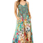 Sakkas Sofia Women's Spaghetti Strap V-neck Floral Print Summer Casual Maxi Dress