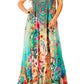 Sakkas Sofia Women's Spaghetti Strap V-neck Floral Print Summer Casual Maxi Dress