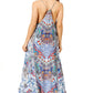 Sakkas Sofia Women's Spaghetti Strap V-neck Floral Print Summer Casual Maxi Dress