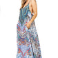 Sakkas Sofia Women's Spaghetti Strap V-neck Floral Print Summer Casual Maxi Dress
