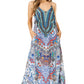 Sakkas Sofia Women's Spaghetti Strap V-neck Floral Print Summer Casual Maxi Dress
