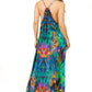 Sakkas Sofia Women's Spaghetti Strap V-neck Floral Print Summer Casual Maxi Dress
