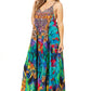 Sakkas Sofia Women's Spaghetti Strap V-neck Floral Print Summer Casual Maxi Dress