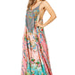 Sakkas Sofia Women's Spaghetti Strap V-neck Floral Print Summer Casual Maxi Dress