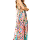 Sakkas Sofia Women's Spaghetti Strap V-neck Floral Print Summer Casual Maxi Dress