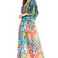 Sakkas Maribel Maxi Caftan Dress - Women's V-Neck, Short Sleeves