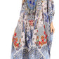 Sakkas Milanna Women's V neck Short Sleeve Vibrant Print Caftan Dress Cover-up