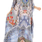 Sakkas Milanna Women's V neck Short Sleeve Vibrant Print Caftan Dress Cover-up