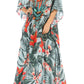 Sakkas Milanna Women's V neck Short Sleeve Vibrant Print Caftan Dress Cover-up