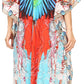Sakkas Milanna Women's V neck Short Sleeve Vibrant Print Caftan Dress Cover-up