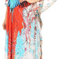 Sakkas Milanna Women's V neck Short Sleeve Vibrant Print Caftan Dress Cover-up