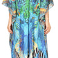 Sakkas Milanna Women's V neck Short Sleeve Vibrant Print Caftan Dress Cover-up