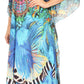 Sakkas Milanna Women's V neck Short Sleeve Vibrant Print Caftan Dress Cover-up