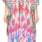 Sakkas Milanna Women's V neck Short Sleeve Vibrant Print Caftan Dress Cover-up