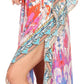 Sakkas Milanna Women's V neck Short Sleeve Vibrant Print Caftan Dress Cover-up