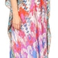 Sakkas Milanna Women's V neck Short Sleeve Vibrant Print Caftan Dress Cover-up
