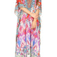 Sakkas Milanna Women's V neck Short Sleeve Vibrant Print Caftan Dress Cover-up