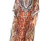 Sakkas Milanna Women's V neck Short Sleeve Vibrant Print Caftan Dress Cover-up