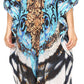 Sakkas Milanna Women's V neck Short Sleeve Vibrant Print Caftan Dress Cover-up