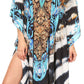 Sakkas Milanna Women's V neck Short Sleeve Vibrant Print Caftan Dress Cover-up