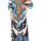 Sakkas Milanna Women's V neck Short Sleeve Vibrant Print Caftan Dress Cover-up