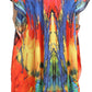 Sakkas Milanna Women's V neck Short Sleeve Vibrant Print Caftan Dress Cover-up