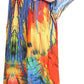 Sakkas Milanna Women's V neck Short Sleeve Vibrant Print Caftan Dress Cover-up