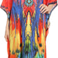 Sakkas Milanna Women's V neck Short Sleeve Vibrant Print Caftan Dress Cover-up