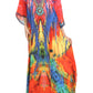 Sakkas Milanna Women's V neck Short Sleeve Vibrant Print Caftan Dress Cover-up