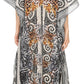 Sakkas Milanna Women's V neck Short Sleeve Vibrant Print Caftan Dress Cover-up