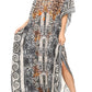 Sakkas Milanna Women's V neck Short Sleeve Vibrant Print Caftan Dress Cover-up