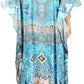 Sakkas Milanna Women's V neck Short Sleeve Vibrant Print Caftan Dress Cover-up