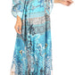 Sakkas Milanna Women's V neck Short Sleeve Vibrant Print Caftan Dress Cover-up