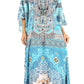 Sakkas Milanna Women's V neck Short Sleeve Vibrant Print Caftan Dress Cover-up
