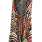Sakkas Milanna Women's V neck Short Sleeve Vibrant Print Caftan Dress Cover-up