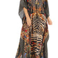 Sakkas Milanna Women's V neck Short Sleeve Vibrant Print Caftan Dress Cover-up
