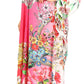 Sakkas Milanna Women's V neck Short Sleeve Vibrant Print Caftan Dress Cover-up