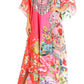 Sakkas Milanna Women's V neck Short Sleeve Vibrant Print Caftan Dress Cover-up