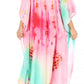 Sakkas Milanna Women's V neck Short Sleeve Vibrant Print Caftan Dress Cover-up