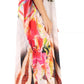 Sakkas Milanna Women's V neck Short Sleeve Vibrant Print Caftan Dress Cover-up