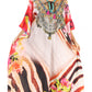 Sakkas Milanna Women's V neck Short Sleeve Vibrant Print Caftan Dress Cover-up