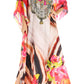 Sakkas Milanna Women's V neck Short Sleeve Vibrant Print Caftan Dress Cover-up
